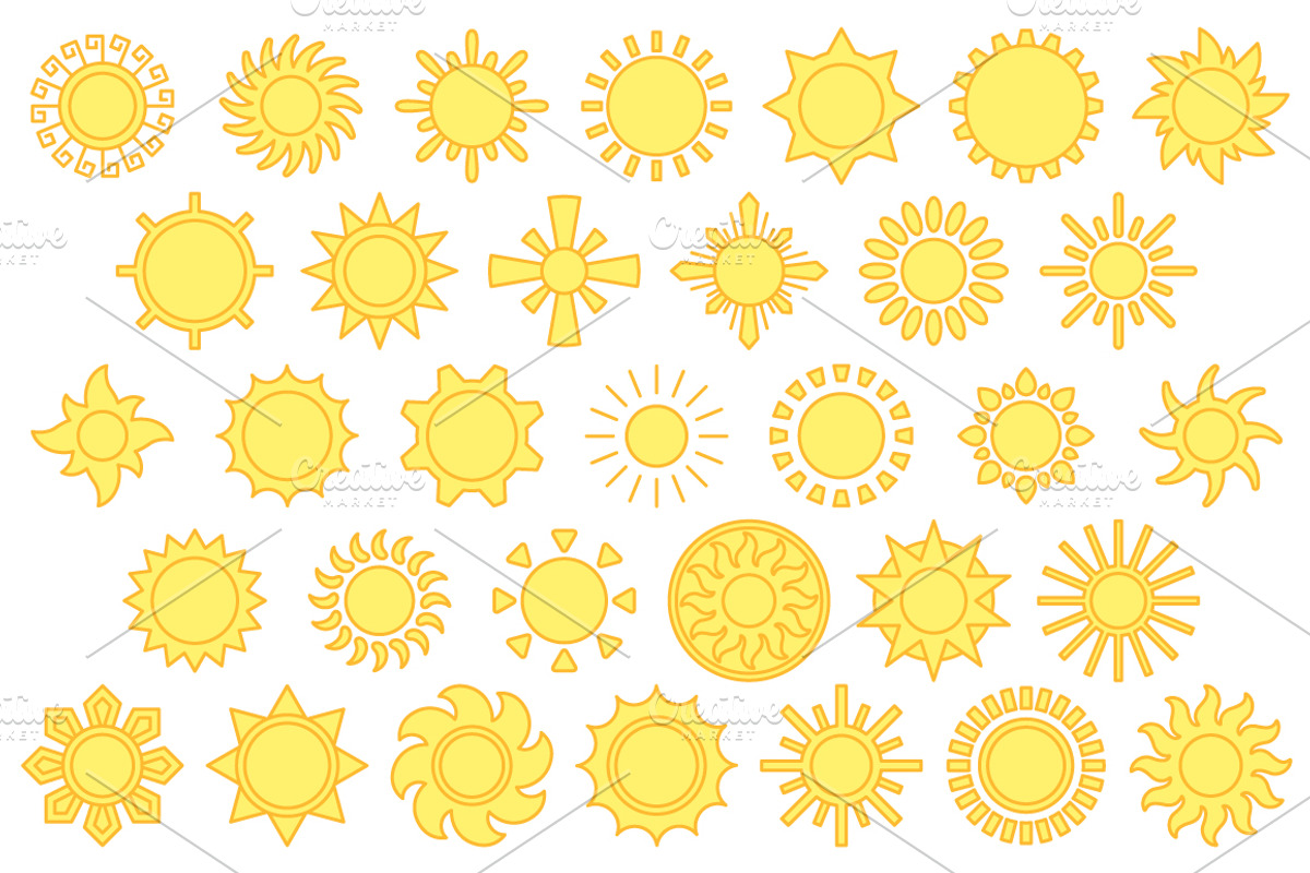SUNS outline icons: 10 versions, an Outline Icon by beguima (Photo 8 of 11)