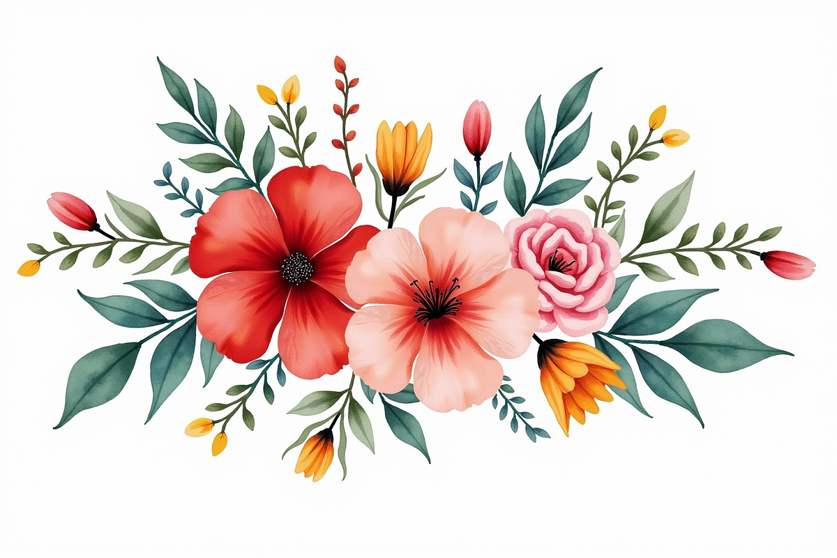 Elegant floral bouquet watercolor, an Illustration by Amazin_art (Photo 2 of 5)