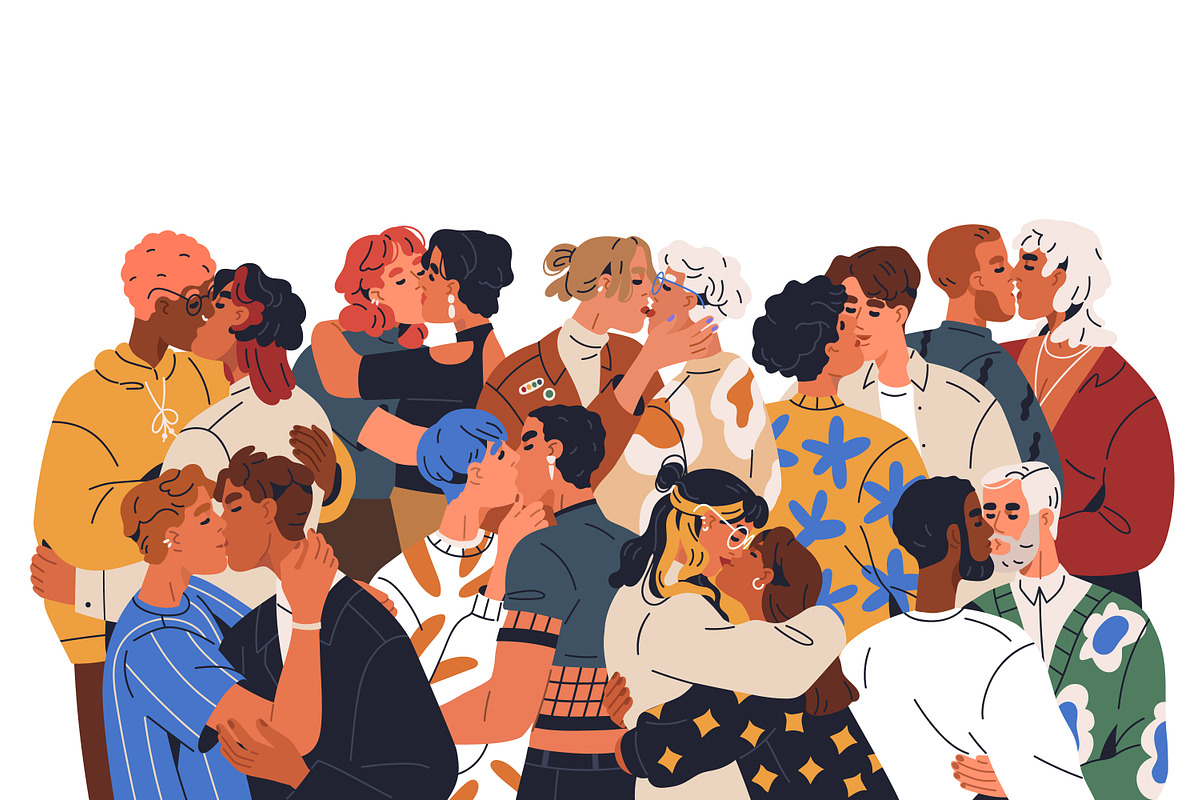 LGBT love couples kissing, hugging, a Person Illustration by Good Studio (Photo 2 of 3)
