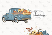 Pumpkin Truck Blue design, an Illustration by designloverstudio (Thumbnail 2 of 4)