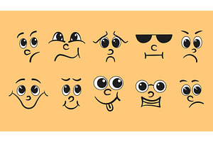 Cartoon facial expressions with, an Object Illustration by Tati_Kli
