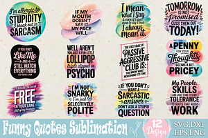 Funny Quotes Sublimation Bundle, an Object Graphic by DollarSmart