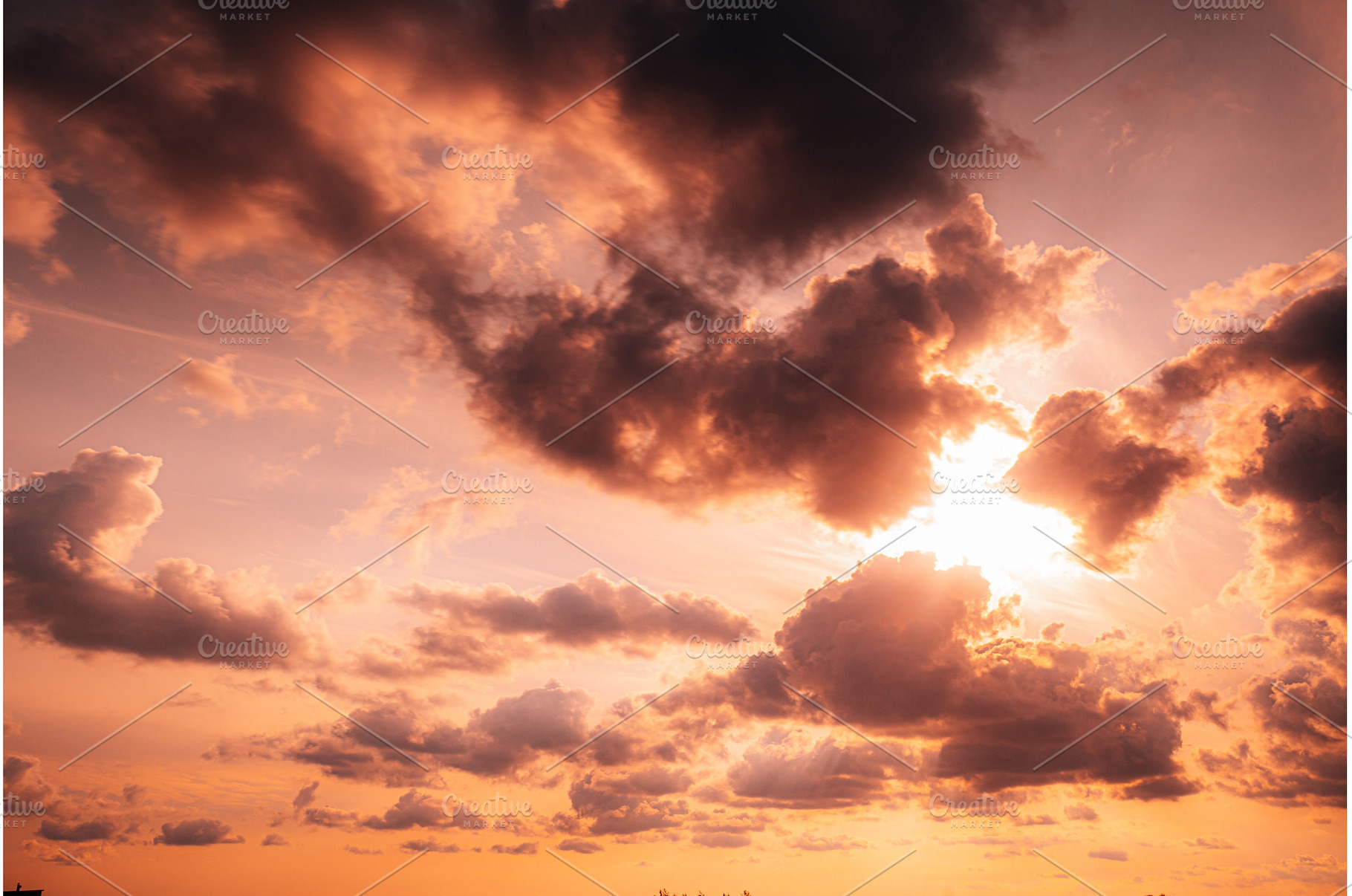 Sunset Cloudy Sky With Fluffy Clouds, a Nature Photo by Our Amazing World