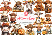 Watercolor Autumn Haighland Cow png, an Illustration by Watercolor design (Thumbnail 1 of 4)