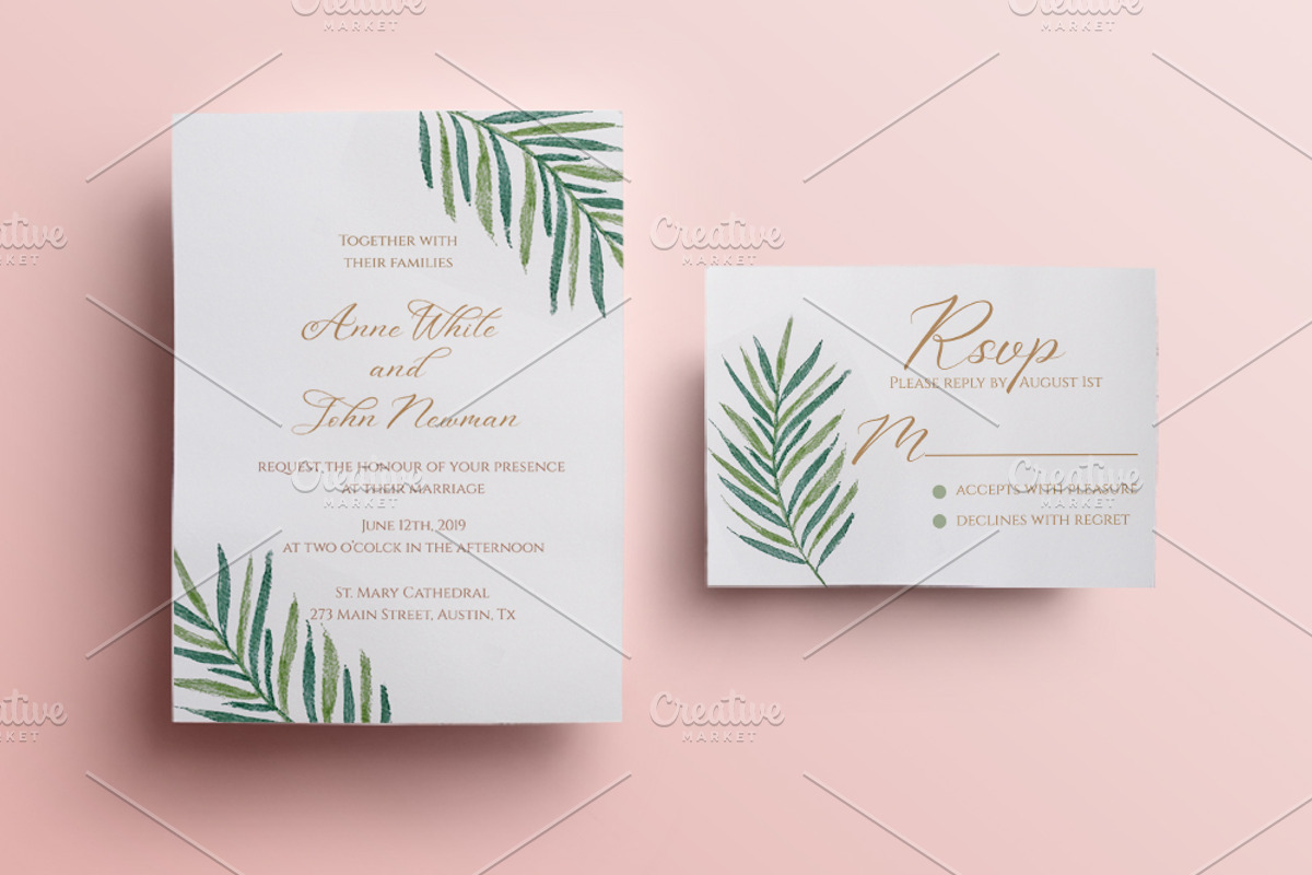 Greenery wedding invitation, an Invitation Template by annago (Photo 1 of 2)