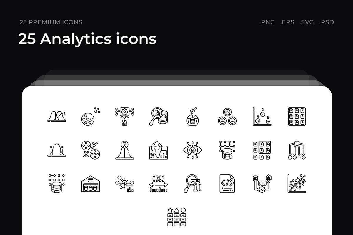 25 Analytics icons, an Outline Icon by Wencory