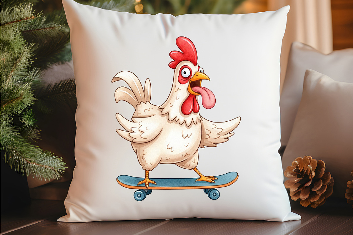Funny Chicken Clipart Crazy Chicken, an Illustration by Watercolor design (Photo 2 of 6)