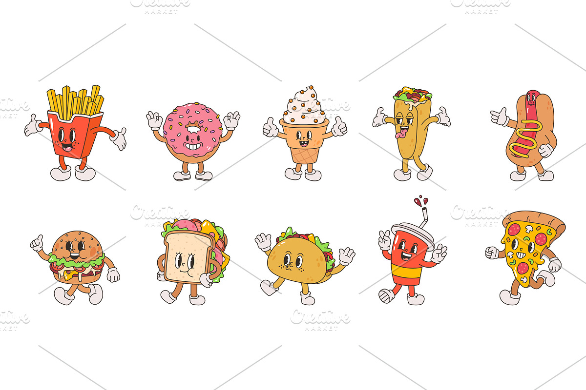Retro cartoon fast food. Burger, a Graphic by Valerie Bodnar