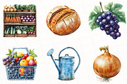 Farmers Market Watercolor Clipart, an Illustration by OK Design (Thumbnail 3 of 5)
