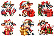 Christmas Funny Cow Clipart, an Illustration by OK Design (Thumbnail 2 of 5)