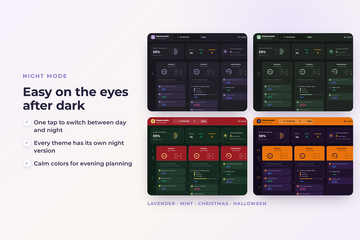Weekly planner Interactive Moonweek, a HTML Template by Eves_Aquadreams (Photo 8 of 12)