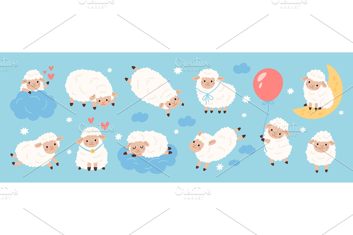 Cute sheep characters. Funny little, an Animal Illustration by YummyBuum