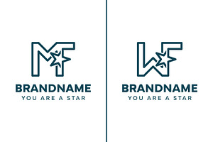Letters MF or WF Star Monogram Logo, a Branding & Logo Template by Pray Art Design Studio