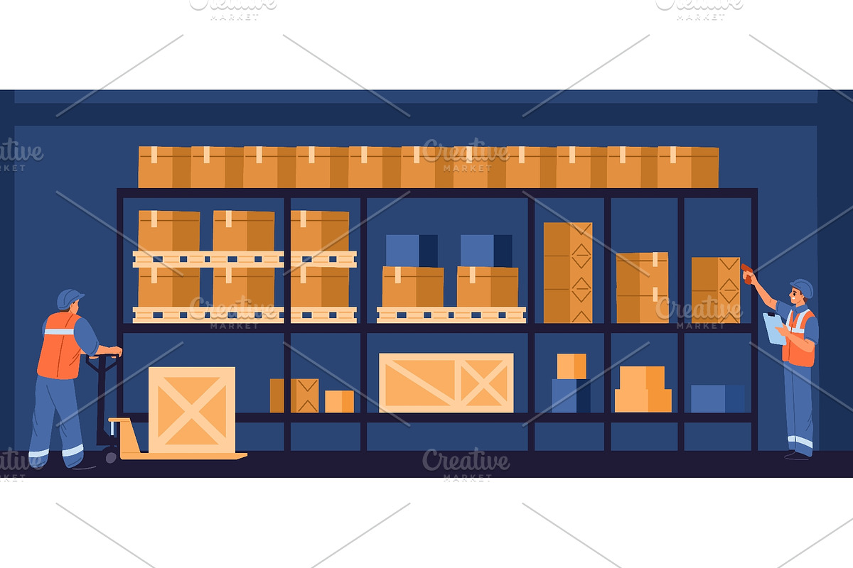 Warehouse workers logistics company, a Person Illustration by Vectorbuum (Photo 1 of 3)