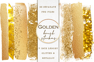 20 Gold Foil & Glitter Brush Strokes