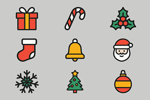Christmas icons set in flat vector, a Branding & Logo Template by Vectorium Studio