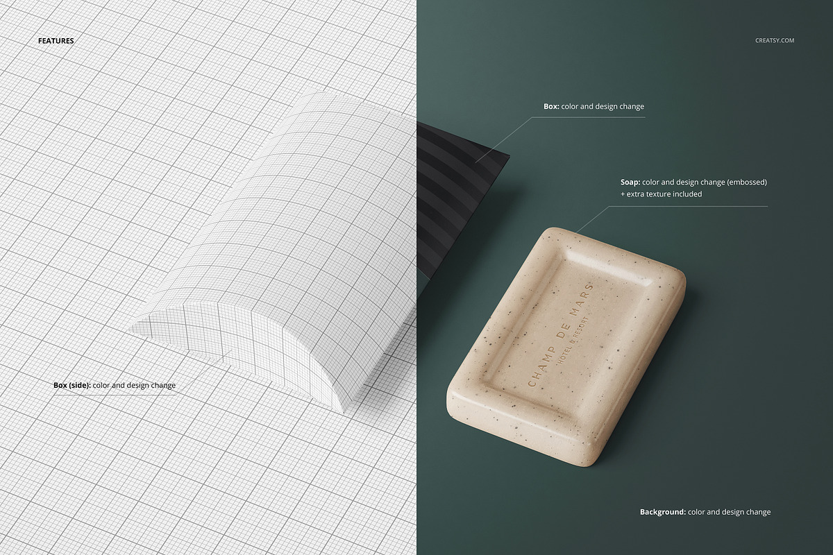 Hotel Hand Soap In Pillow Box Mockup, a Merchandise Mockup by creatsy5 (Photo 3 of 10)