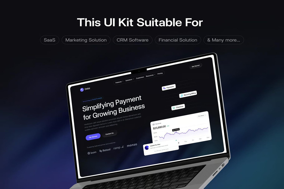 Orbiz SaaS Website Template UI Kit, an UI Kit Template by Creative Perspective (Photo 3 of 7)