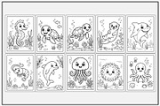 Aquatic Animals Coloring Book, an Animal Illustration by Lamia Emad (Thumbnail 2 of 5)