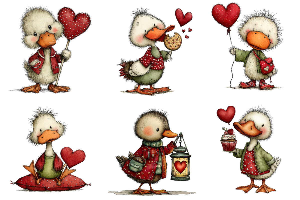 Whimsical Valentines Duck Clipart, an Illustration by Dream Creation (Photo 3 of 7)