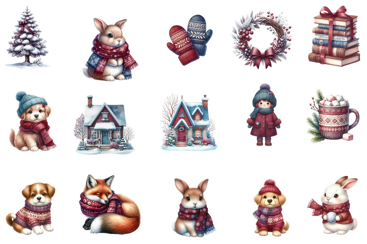 Cute Winter Clipart, an Illustration by Designworld (Photo 2 of 5)
