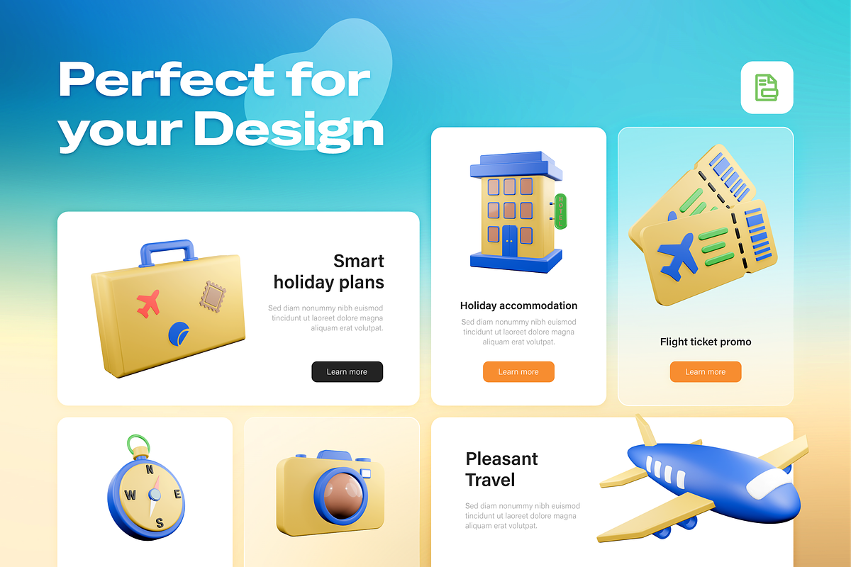 Holiday Travel 3D Icons, an Object 3D Model by Burntilldead (Photo 5 of 7)