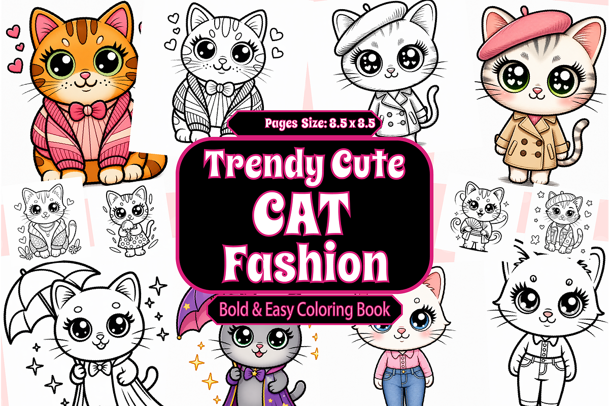 Trendy Cute Cat Fashion Bold & Easy, an Animal Illustration by Design Zone (Photo 1 of 4)