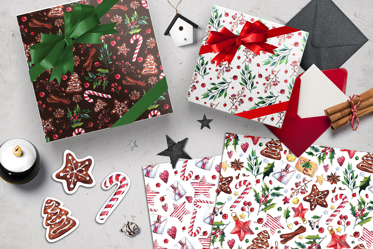Watercolor  Christmas collection, an Illustration by martynmarin (Photo 2 of 7)