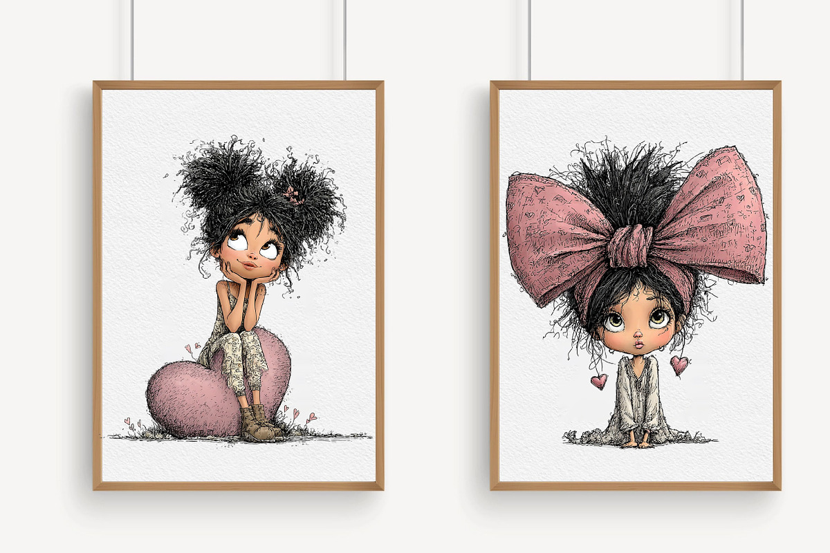 Whimsical Valentine Girl Clipart, an Illustration by Libby Wishes (Photo 3 of 8)