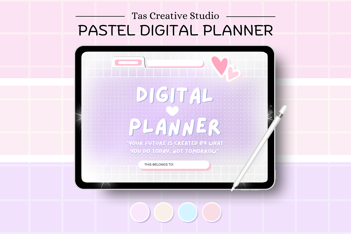 Purple Pink Pastel Digital Planner, a Stationery Template by Tas Creative Studio (Photo 2 of 12)