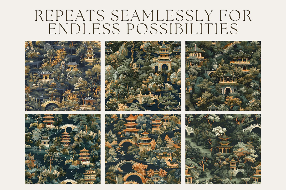 12 Wei's Night Pavilion Patterns, a Pattern Graphic by Inknfolly (Photo 2 of 7)