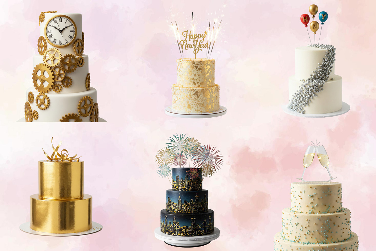 Happy New Year Cake Clipart, an Illustration by SVGArt (Photo 8 of 8)
