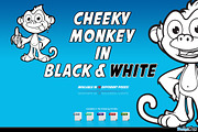 Cheeky Monkey In Black & White, an Animal Illustration by DesignWolf (Thumbnail 1 of 2)