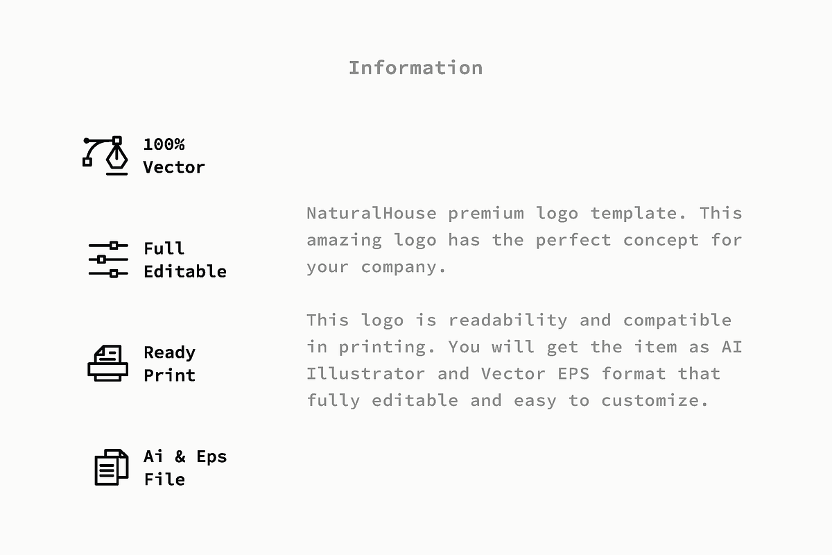 NaturalHouse - Premium Logo Template, a Branding & Logo Template by Minimalist Logos (Photo 2 of 7)