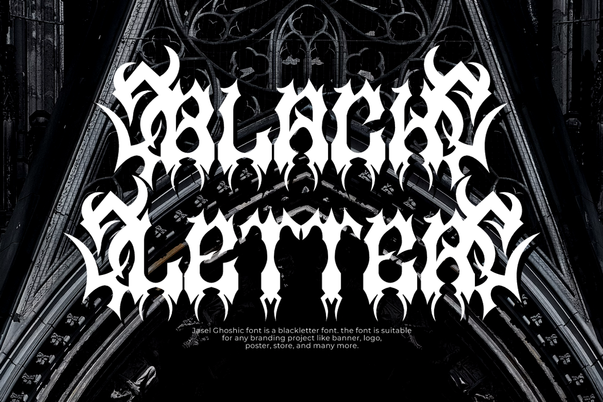 Jasel Ghoshic - Blackletter Font, a Blackletter Font by QR Design Studio (Photo 2 of 8)