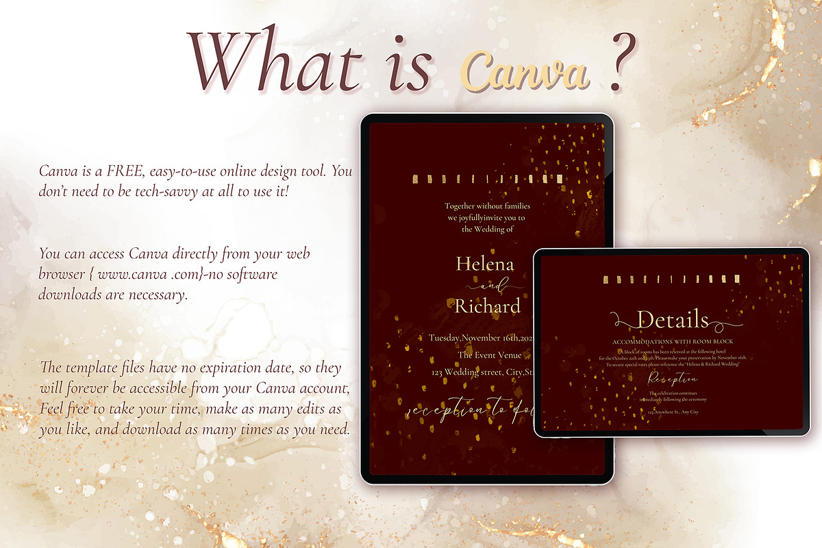 Canva *Elegant Wedding* Invitation, an Invitation Template by ElladesignCo (Photo 4 of 5)
