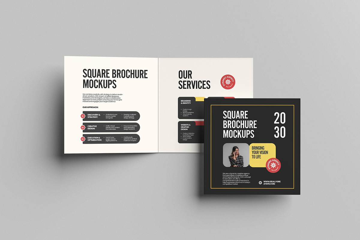Square Brochure Mockup, a Books & Magazine Mockup by hokagata (Photo 5 of 5)
