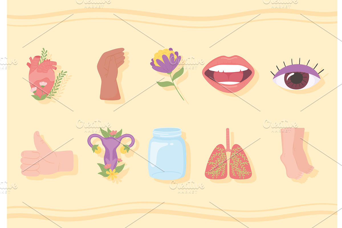 icons human body parts, an Object Illustration by studiogstock