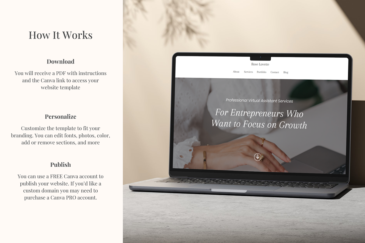 Virtual Assistant Canva Landing Page, a Landing Page Template by GlamWebDesigns (Photo 8 of 8)