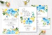 Blue and yellow roses wedding suite, an Invitation Template by Artberriez (Thumbnail 1 of 4)