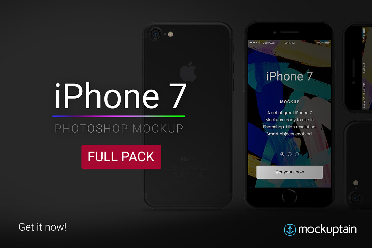 Iphone 7 Mockup Black Full Pack, an iPhone Mockup by mockuptain (Photo 7 of 7)