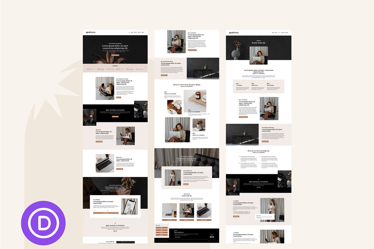 Geniveve Website Template for Divi, a WordPress Template by Studio La Luna (Photo 4 of 6)