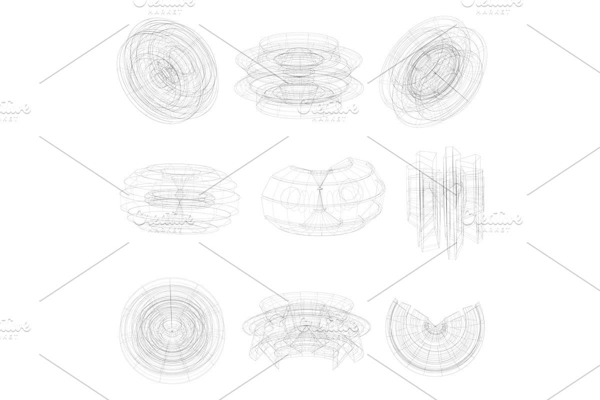 Technical drawings of abstract parts, a Technology Illustration by BeOGraphic