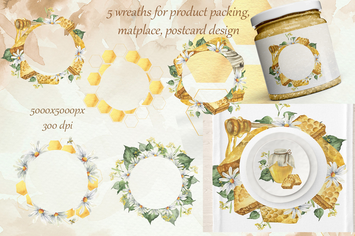 Honey watercolor collection, a Food Illustration by Pegion art shop (Photo 7 of 13)