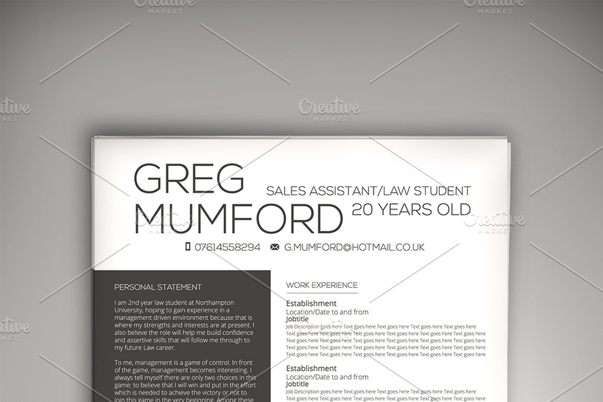 Catwalk CV Template, a Resume Template by Valeur Design (Photo 1 of 4)