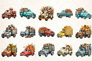 Watercolor Fall Farm Truck Clipart, an Illustration by Rose Art (Thumbnail 2 of 4)