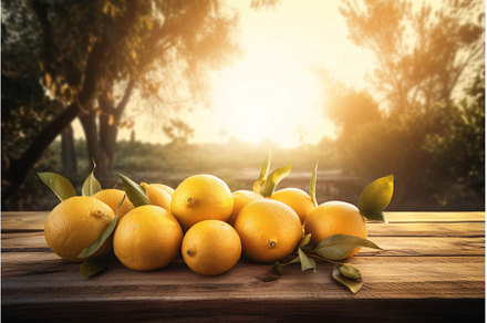 Lemon citrus table. Generate Ai, a Food & Drink Photo by Ylivdesign