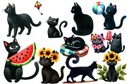 Cat Silhouette Summer Clipart, an Illustration by Designworld (Thumbnail 4 of 6)