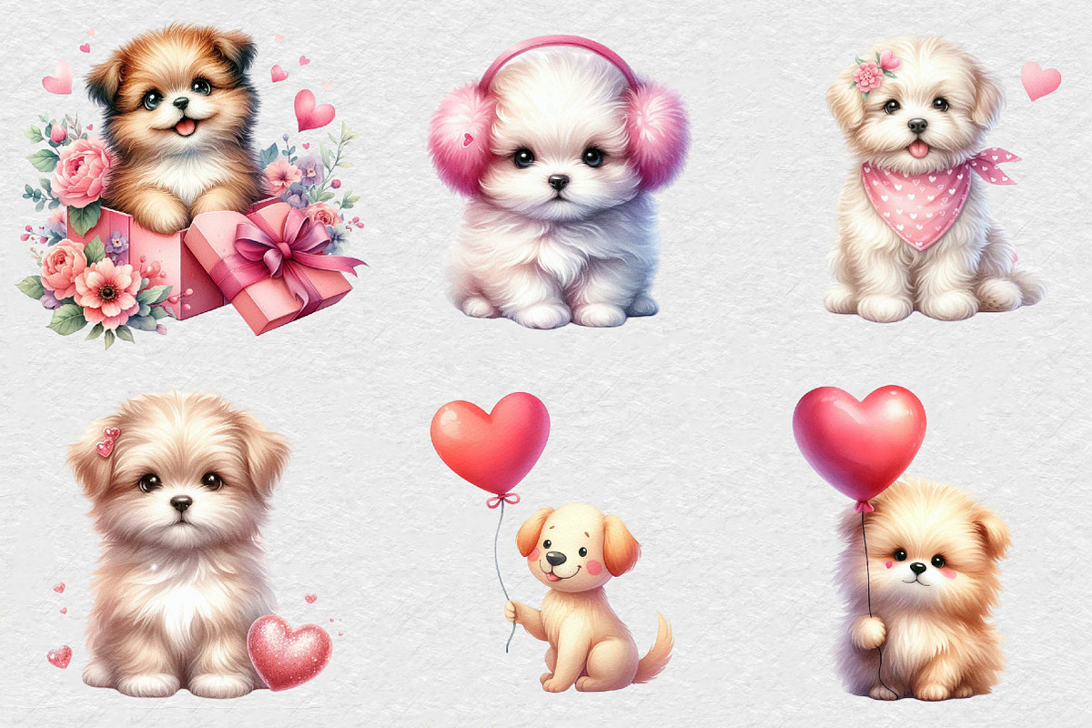 Whimsical Valentine Fluffy Dog, an Illustration by DreamCafeArt (Photo 7 of 7)