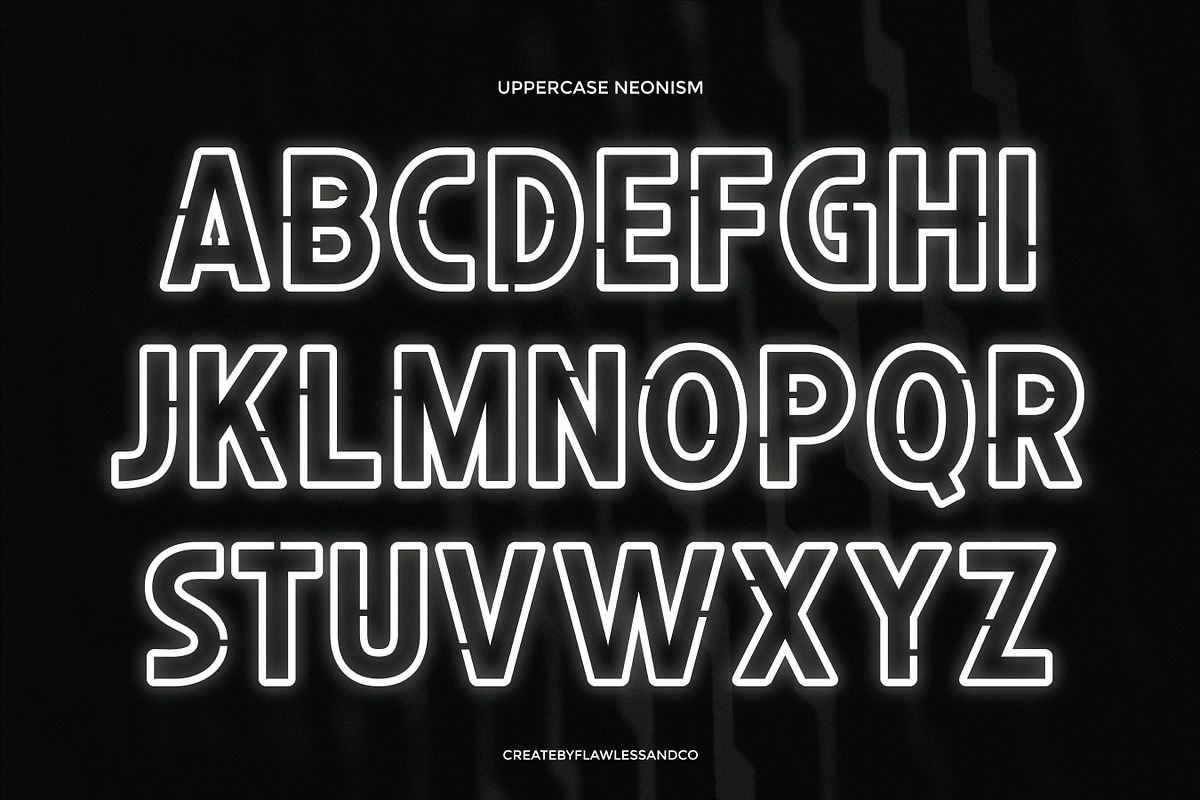 Neonism – Futuristic Neon Typeface, a Font by Flawless And Co (Photo 7 of 10)